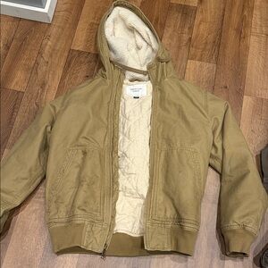 American eagle Tan Hooded Jacket with Sherpa Lining